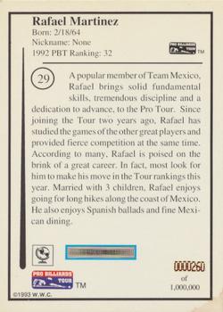1993 Pro Billiards Tour #29 Rafael Martinez Back